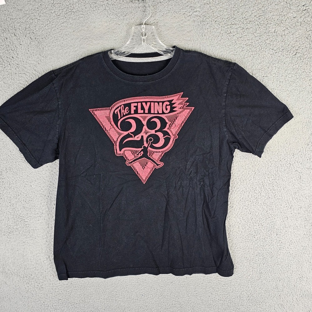 Nike Air Jordan T-Shirt Mens L Black Flying 23 Basketball Graphic Short Sleeve